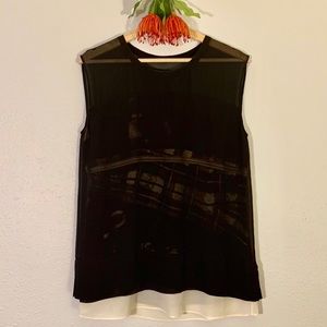 [ ALL SAINTS ] Silk Cityscape Sleeveless Tee